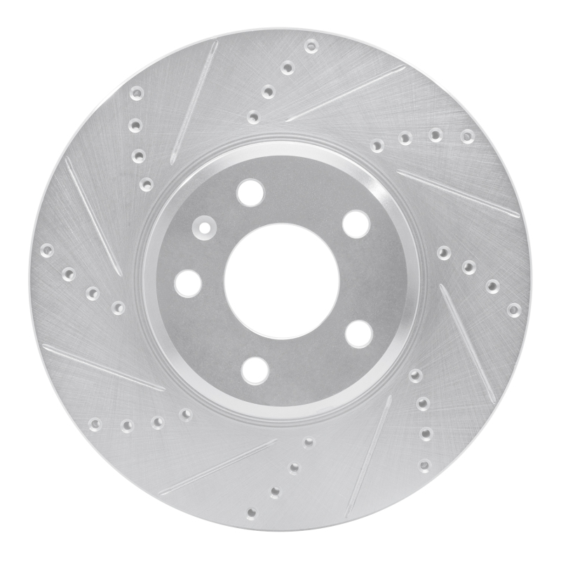 Audi A4 Quattro Brake Rotor (1) - Front Left - R1 Concepts - Drilled & Slotted - Silver - `08-`25